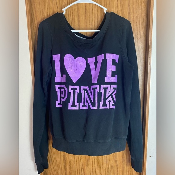 Pink Victoria's Secret Black and Purple Sweater Womens Large Long Sleeve - Picture 2 of 6